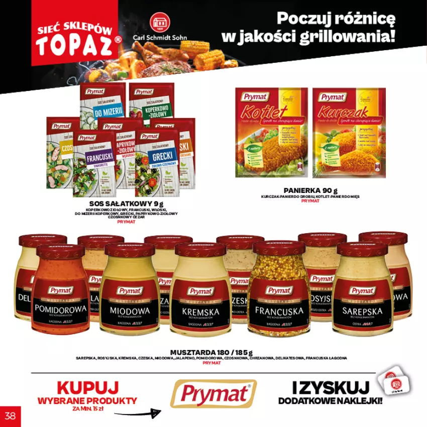 Gazetka promocyjna Topaz - Gazetka - ważna 29.04 do 18.07.2021 - strona 36 - produkty: Chrzan, Klej, Kotlet, Kurczak, Mus, Musztarda, Sałat, Sos