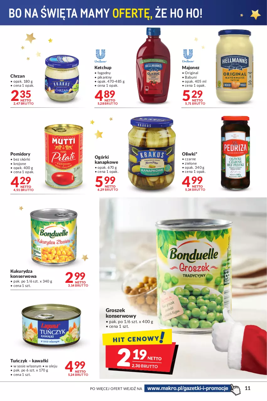 Gazetka promocyjna Makro - [Oferta promocyjna] Artykuły spożywcze i przemysłowe - ważna 30.11 do 13.12.2021 - strona 11 - produkty: Babuni, Chrzan, Gin, Groszek, Kawa, Ketchup, Kukurydza, Kukurydza konserwowa, Majonez, Olej, Oliwki, Pomidory, Ser, Sos, Tuńczyk