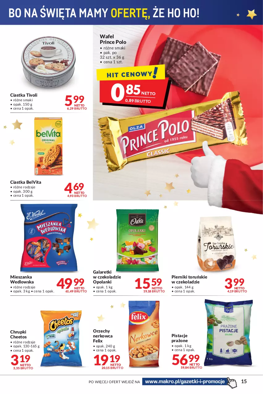 Gazetka promocyjna Makro - [Oferta promocyjna] Artykuły spożywcze i przemysłowe - ważna 30.11 do 13.12.2021 - strona 15 - produkty: BelVita, Cheetos, Chrupki, Ciastka, Felix, Gala, Galaretki, Lanki, Mieszanka wedlowska, Piernik, Pistacje, Prince Polo