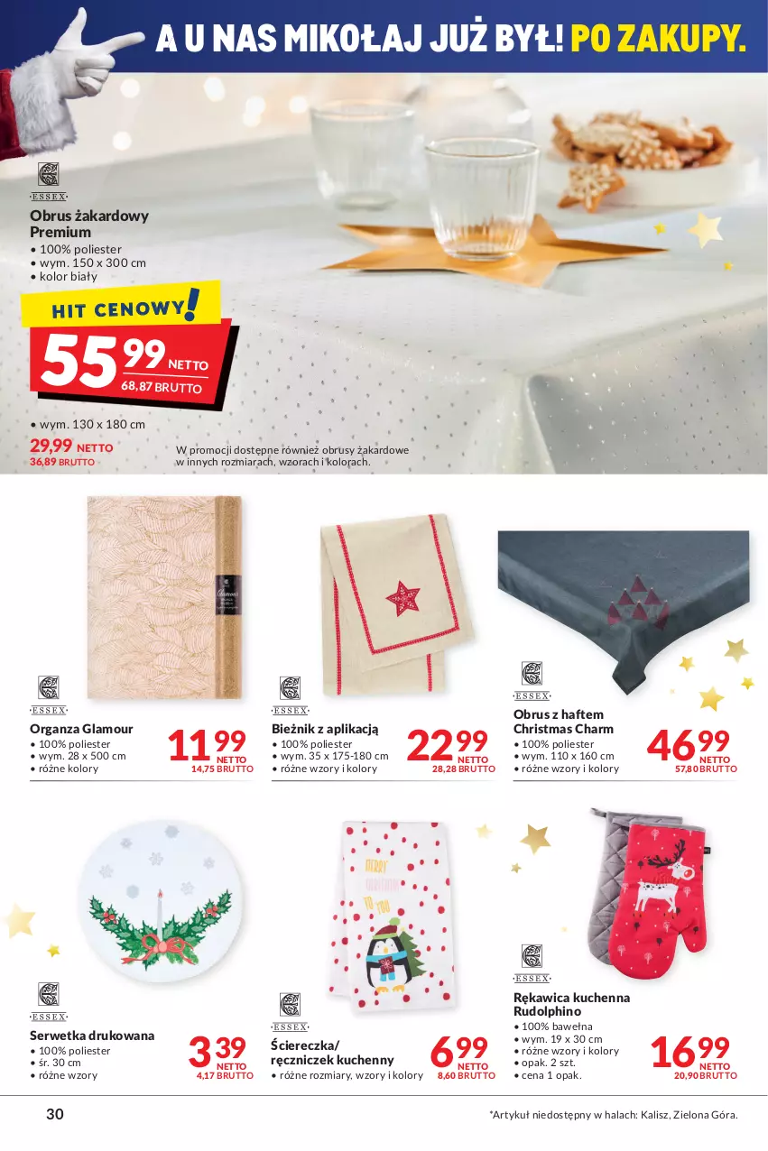 Gazetka promocyjna Makro - [Oferta promocyjna] Artykuły spożywcze i przemysłowe - ważna 30.11 do 13.12.2021 - strona 30 - produkty: Bieżnik, Obrus, Rękawica kuchenna, Ser, Wełna, Znicz