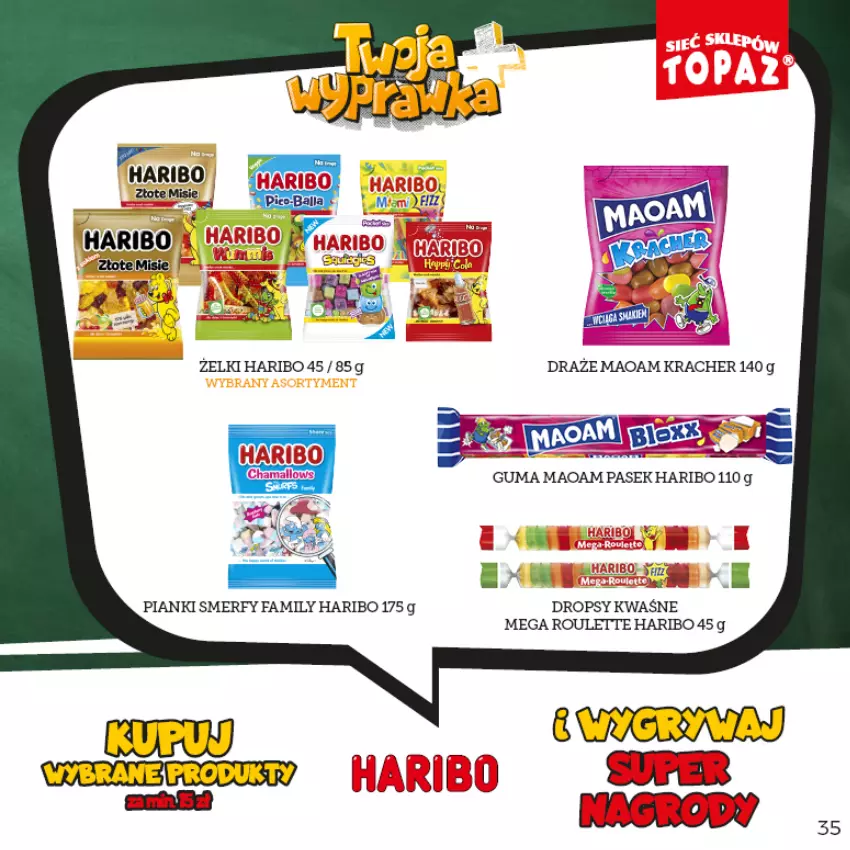 Gazetka promocyjna Topaz - Gazetka - ważna 16.08 do 16.10.2022 - strona 35 - produkty: Fa, Haribo, Pasek