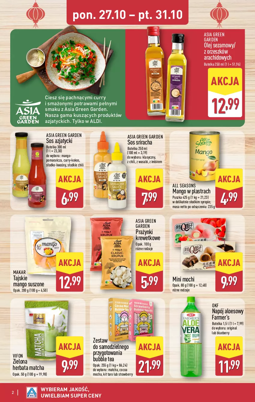 Gazetka promocyjna Aldi - Smakowita podróż do Azji - ważna 27.10 do 31.10.2025 - strona 2 - produkty: All Seasons, Fa, Gin, Herbata, Imbir, Kokos, Mango, Mango suszone, Napój, Olej, Olej sezamowy, Sezam, Sos, Syrop, Wasa