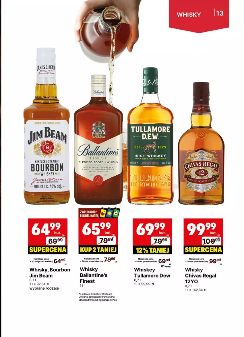 Gazetka promocyjna Delikatesy Centrum - DeliBarek DC39-DC40 - ważna 23.09 do 06.10.2024 - strona 13 - produkty: Ballantine's, Bourbon, Dron, Fa, Jim Beam, Rum, Tullamore Dew, Whiskey, Whisky