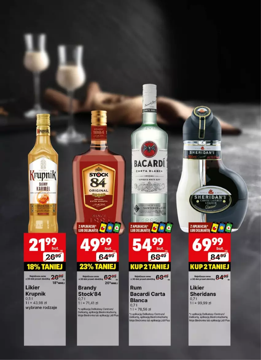 Gazetka promocyjna Delikatesy Centrum - DeliBarek DC39-DC40 - ważna 23.09 do 06.10.2024 - strona 14 - produkty: Bacardi, Brandy, Dron, Fa, Gin, Krupnik, Likier, Rum, Sheridan's, Stock