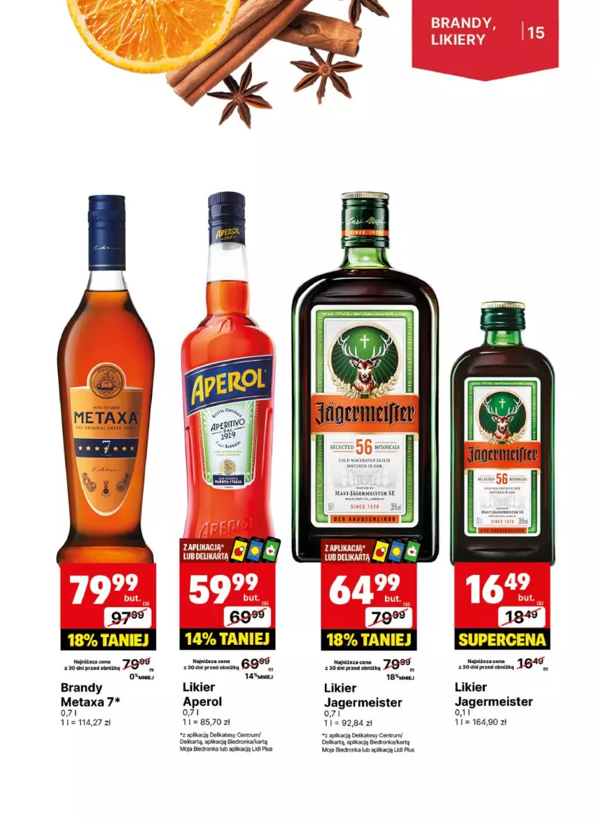 Gazetka promocyjna Delikatesy Centrum - DeliBarek DC39-DC40 - ważna 23.09 do 06.10.2024 - strona 15 - produkty: Acer, Aperol, Brandy, Dron, Gra, Jagermeister, Jagr, Likier, Metaxa, Rum