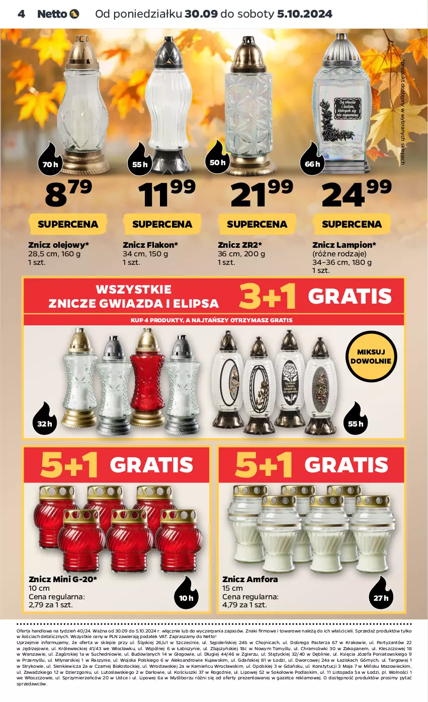 Gazetka promocyjna Netto - Akcesoria i dodatki - ważna 30.09 do 05.10.2024 - strona 4 - produkty: Fa, Gra, Gwiazda, Kujawski, Lampion, Olej, Podlaski, Sok, Stock, Top, Znicz