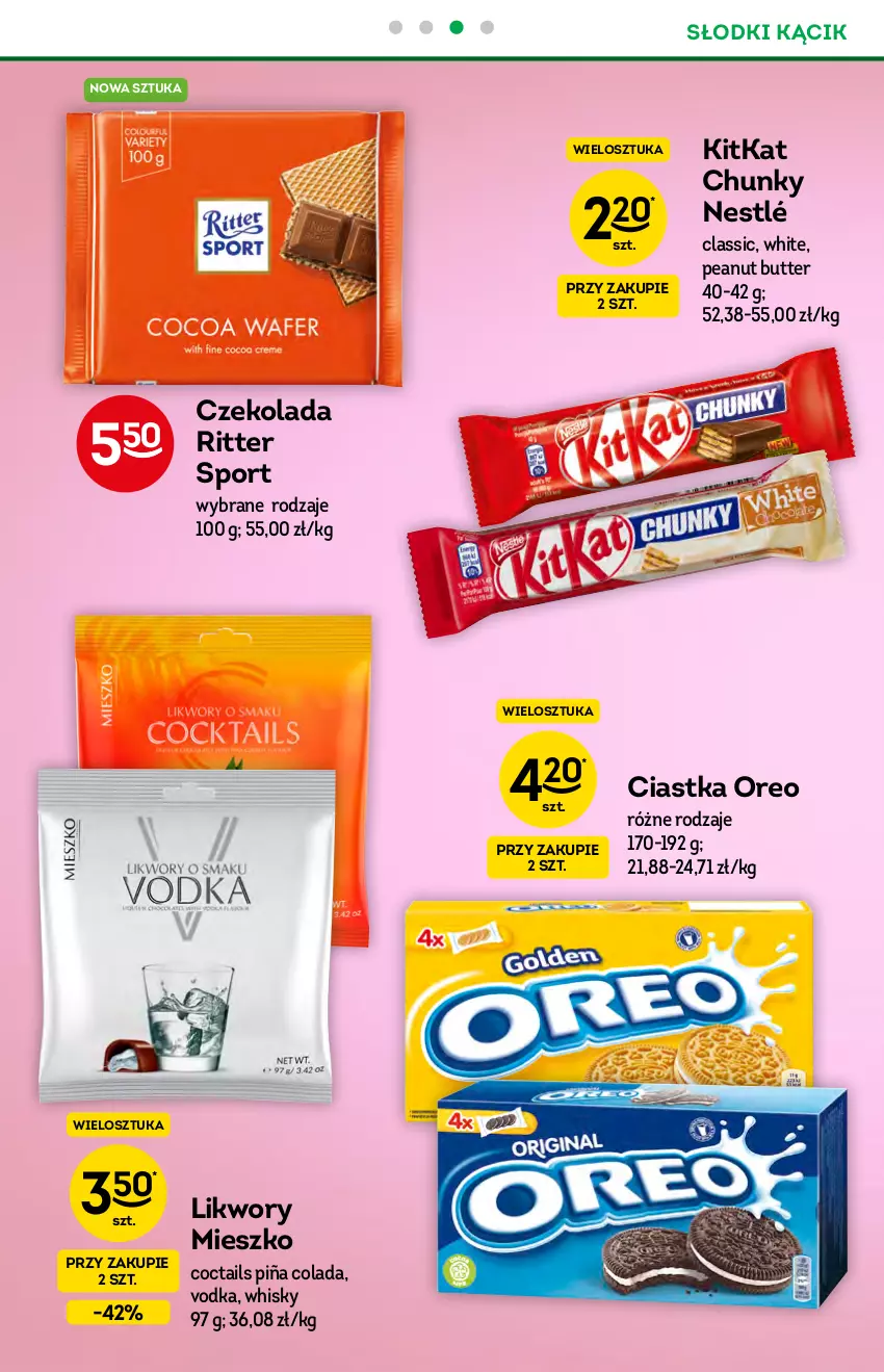 Gazetka promocyjna Żabka - ważna 07.07 do 13.07.2021 - strona 40 - produkty: Ciastka, Czekolada, Nestlé, Oreo, Piña Colada, Por, Ritter Sport, Sport, Whisky