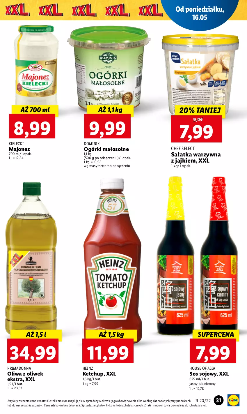 Gazetka promocyjna Lidl - GAZETKA - ważna 16.05 do 18.05.2022 - strona 31 - produkty: Heinz, House of Asia, Ketchup, Majonez, Oliwa z oliwek, Prima, Sałat, Sałatka, Sałatka warzywna, Sos, Sos sojowy