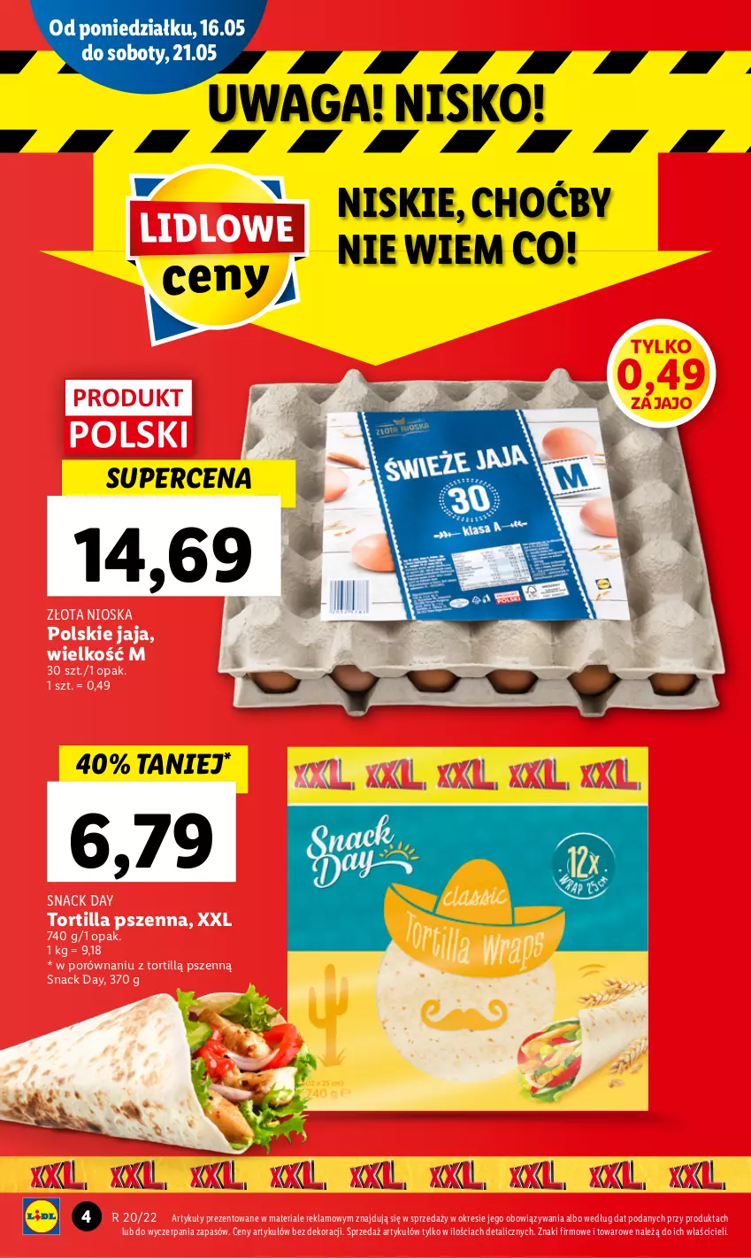 Gazetka promocyjna Lidl - GAZETKA - ważna 16.05 do 18.05.2022 - strona 4 - produkty: Jaja, Por, Tortilla, Waga