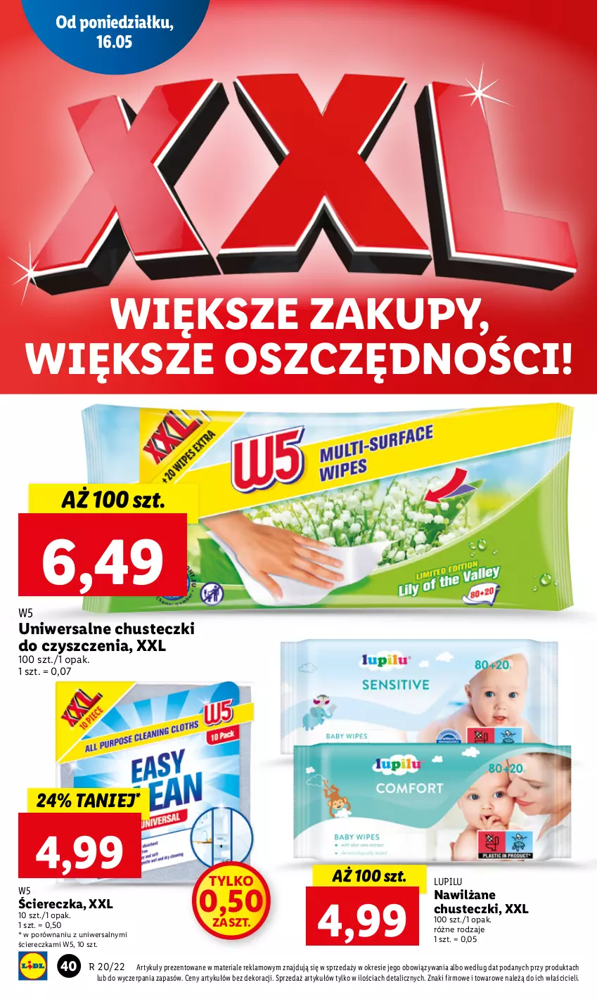 Gazetka promocyjna Lidl - GAZETKA - ważna 16.05 do 18.05.2022 - strona 40 - produkty: Chusteczki, Chusteczki do czyszczenia, Por