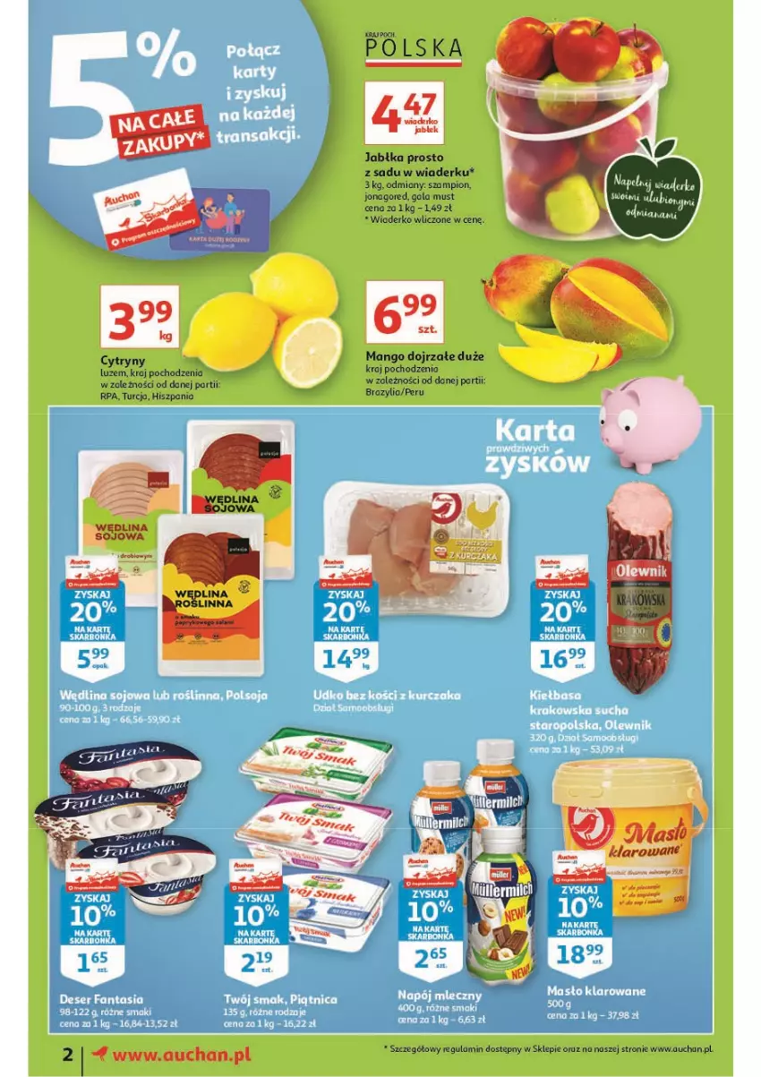 Gazetka promocyjna Auchan - Oszczędzanie z kartą skarbonka Moje Auchan - ważna 14.10 do 20.10.2021 - strona 2 - produkty: Jabłka, Mango, Mus