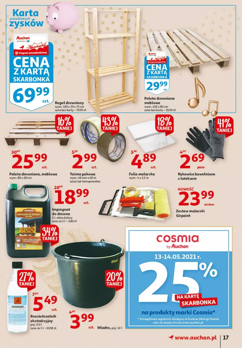 Gazetka promocyjna Auchan - 25 Urodziny – Życzymy wszystkiego kwitnącego - ważna 06.05 do 15.05.2021 - strona 17 - produkty: Cień, Paleta, Regał, Rękawice, Taśma pakowa, Tran, Wiadro