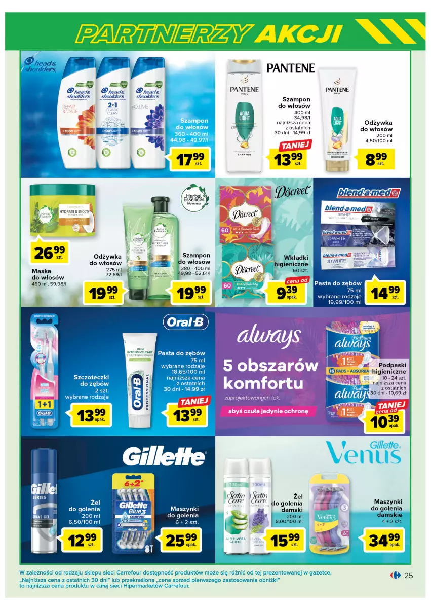 Gazetka promocyjna Carrefour - Gazetka Marki znane i lubiane - ważna 07.02 do 25.02.2023 - strona 25 - produkty: Maska, Odżywka, Pantene, Podpaski, Szampon, Wkładki