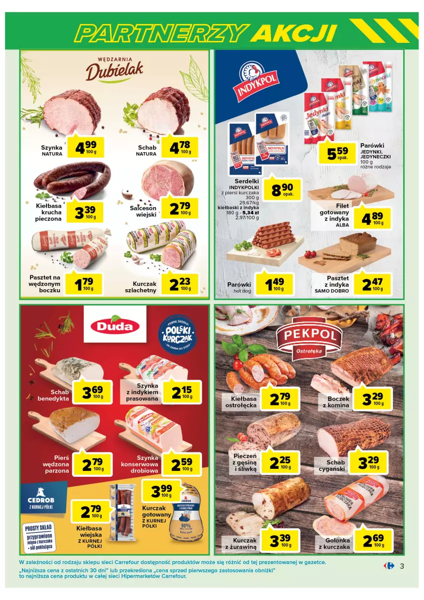 Gazetka promocyjna Carrefour - Gazetka Marki znane i lubiane - ważna 07.02 do 25.02.2023 - strona 3 - produkty: Boczek, Hot dog, Kiełbasa, Koc, Kurczak, Kurczak gotowany, Mięso, Parówki, Pasztet, Piec, Salceson, Ser, Serdelki, Sól, Szynka