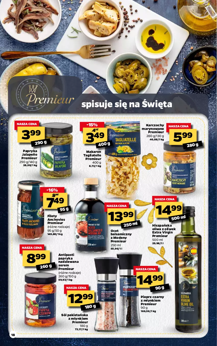 Gazetka promocyjna Netto - Gazetka spożywcza - ważna 29.03 do 03.04.2021 - strona 18 - produkty: Gin, Karczochy, Makaron, Ocet, Ocet balsamiczny, Oliwa z oliwek, Papryka, Papryka jalapeño, Pieprz, Ser, Sól, Tagliatelle