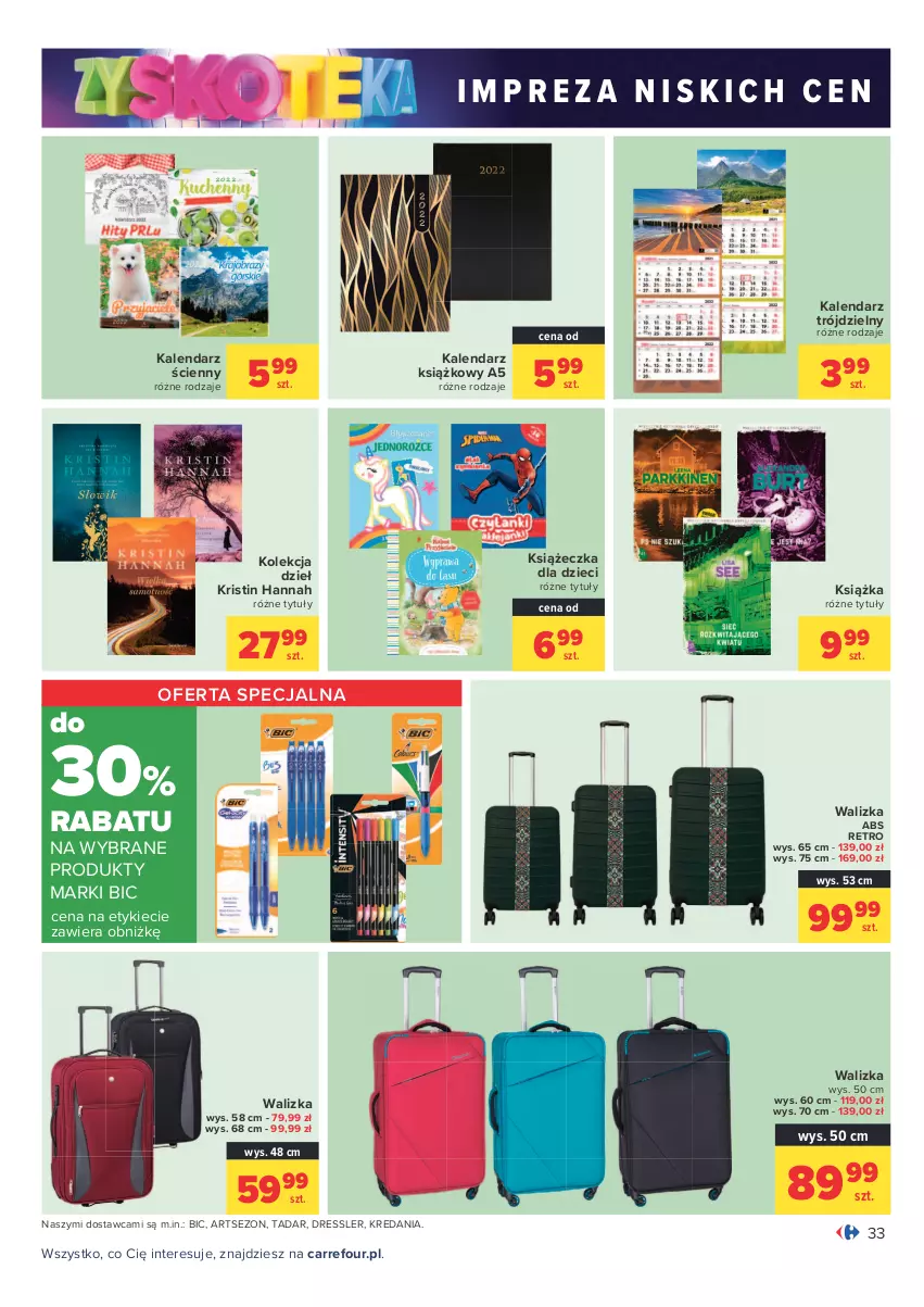 Gazetka promocyjna Carrefour - Gazetka Carrefour Zyskoteka - ważna 12.10 do 17.10.2021 - strona 33 - produkty: BIC, Dres, Dzieci, Kalendarz, Książka, Walizka