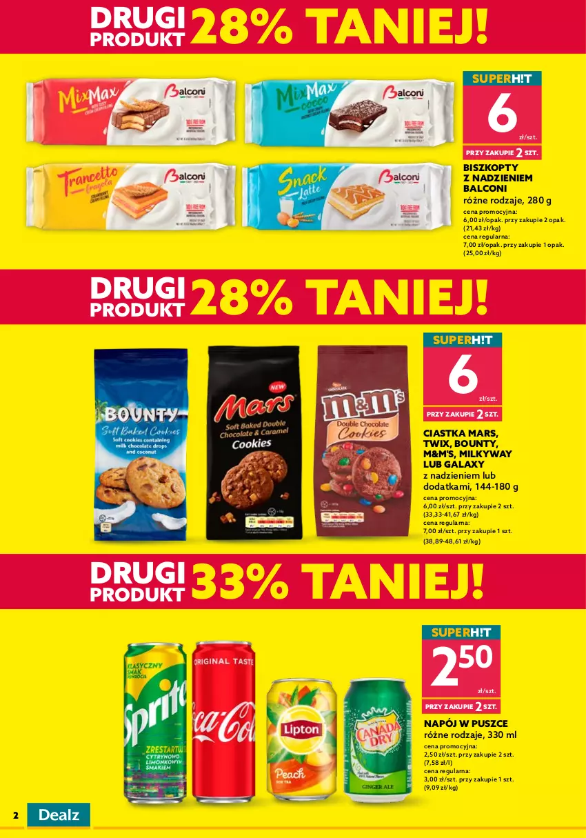 Gazetka promocyjna Dealz - ❗ SETKI PRODUKTÓW TANIEJ❗ - ważna 01.07 do 04.07.2022 - strona 2 - produkty: Alcon, Biszkopty, Bounty, Chipsy, Ciastka, Gala, Lack, Mars, Napój, Pringles, Twix