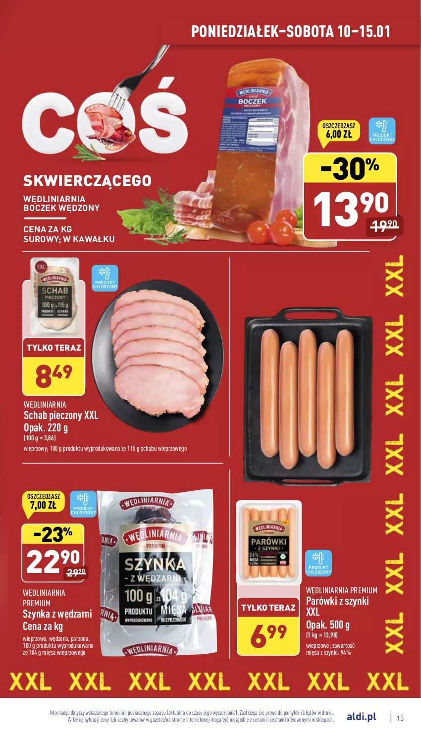 Gazetka promocyjna Aldi - Katalog spożywczy - ważna 10.01 do 15.01.2022 - strona 13 - produkty: Boczek, Kawa, Parówki, Parówki z szynki, Piec, Schab pieczony, Szynka, Tera