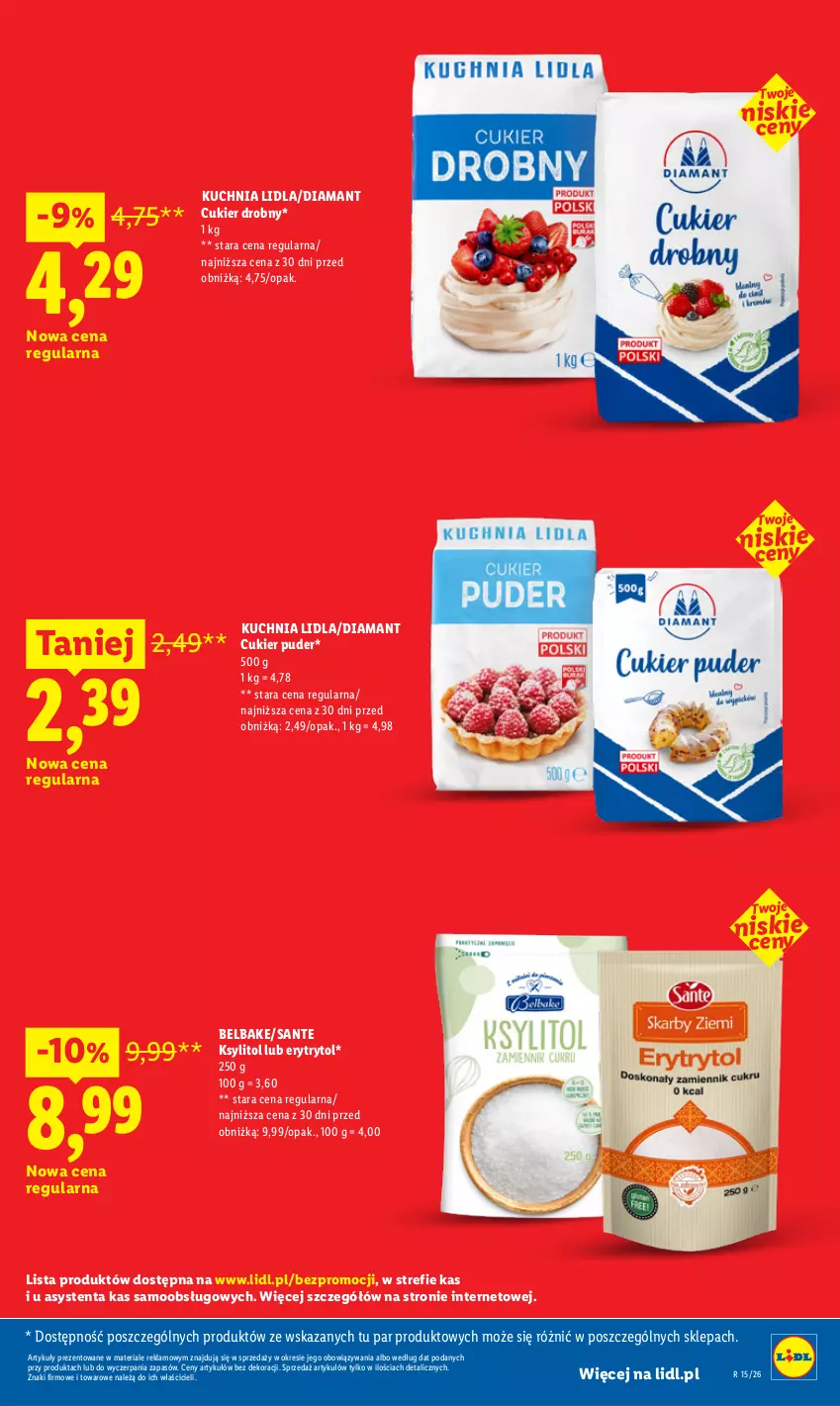 Gazetka promocyjna Lidl - Rewolucja cenowa! - ważna 03.07 do 31.07.2026 - strona 21 - produkty: Cukier, Cukier puder, Diamant, Ksylitol, Kuchnia, Puder, Sante