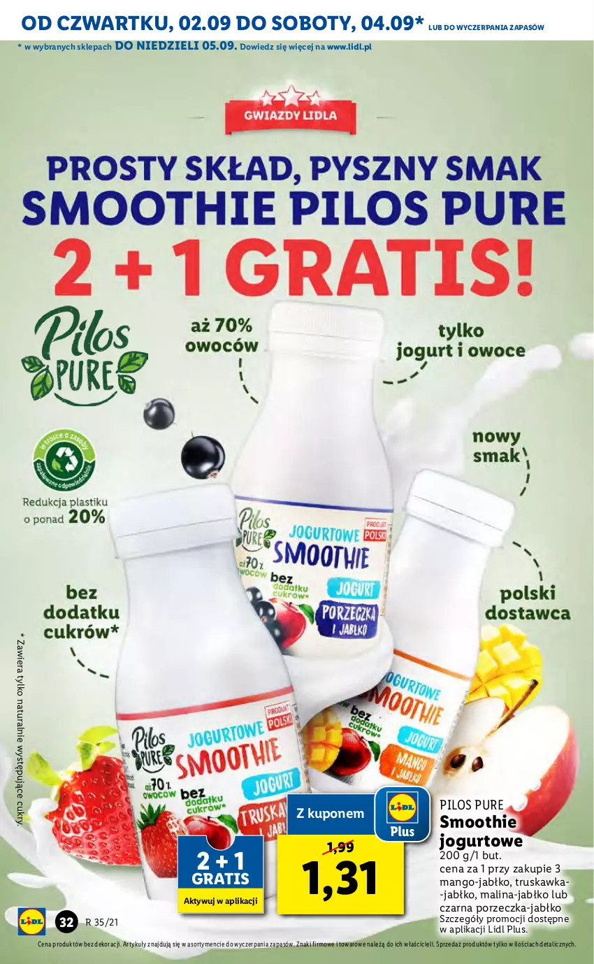 Gazetka promocyjna Lidl - GAZETKA - ważna 02.09 do 05.09.2021 - strona 32 - produkty: Gra, Jogurt, Mango, Pilos, Por, Pur, Smoothie