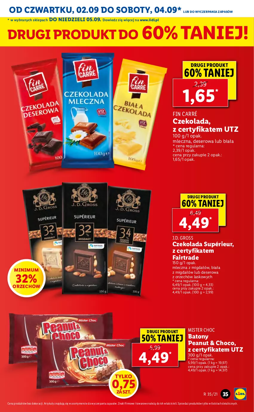 Gazetka promocyjna Lidl - GAZETKA - ważna 02.09 do 05.09.2021 - strona 35 - produkty: Baton, Czekolada, Deser, Fa, Ser