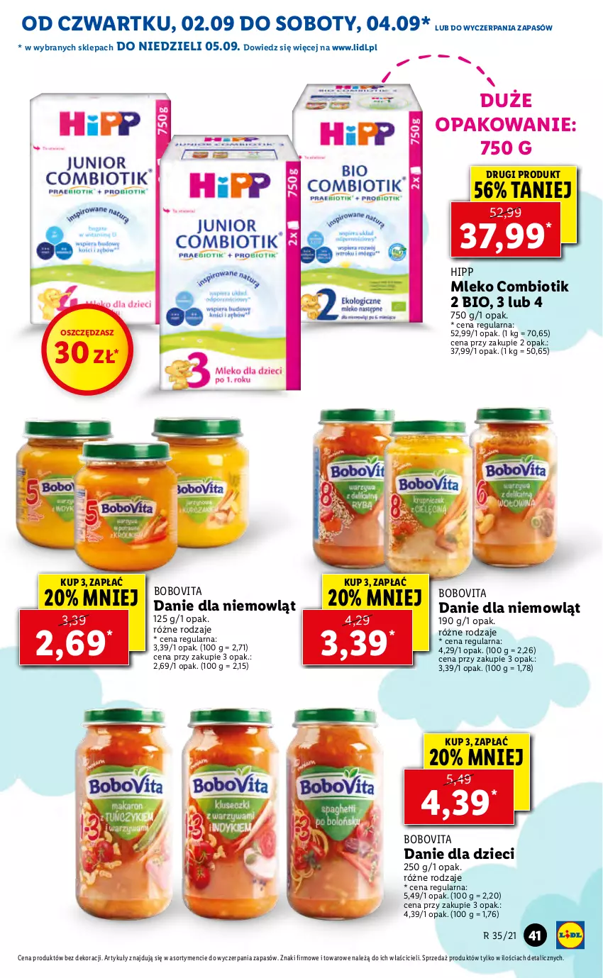 Gazetka promocyjna Lidl - GAZETKA - ważna 02.09 do 05.09.2021 - strona 41 - produkty: BoboVita, Danie dla dzieci, Dzieci, HiPP, Mleko