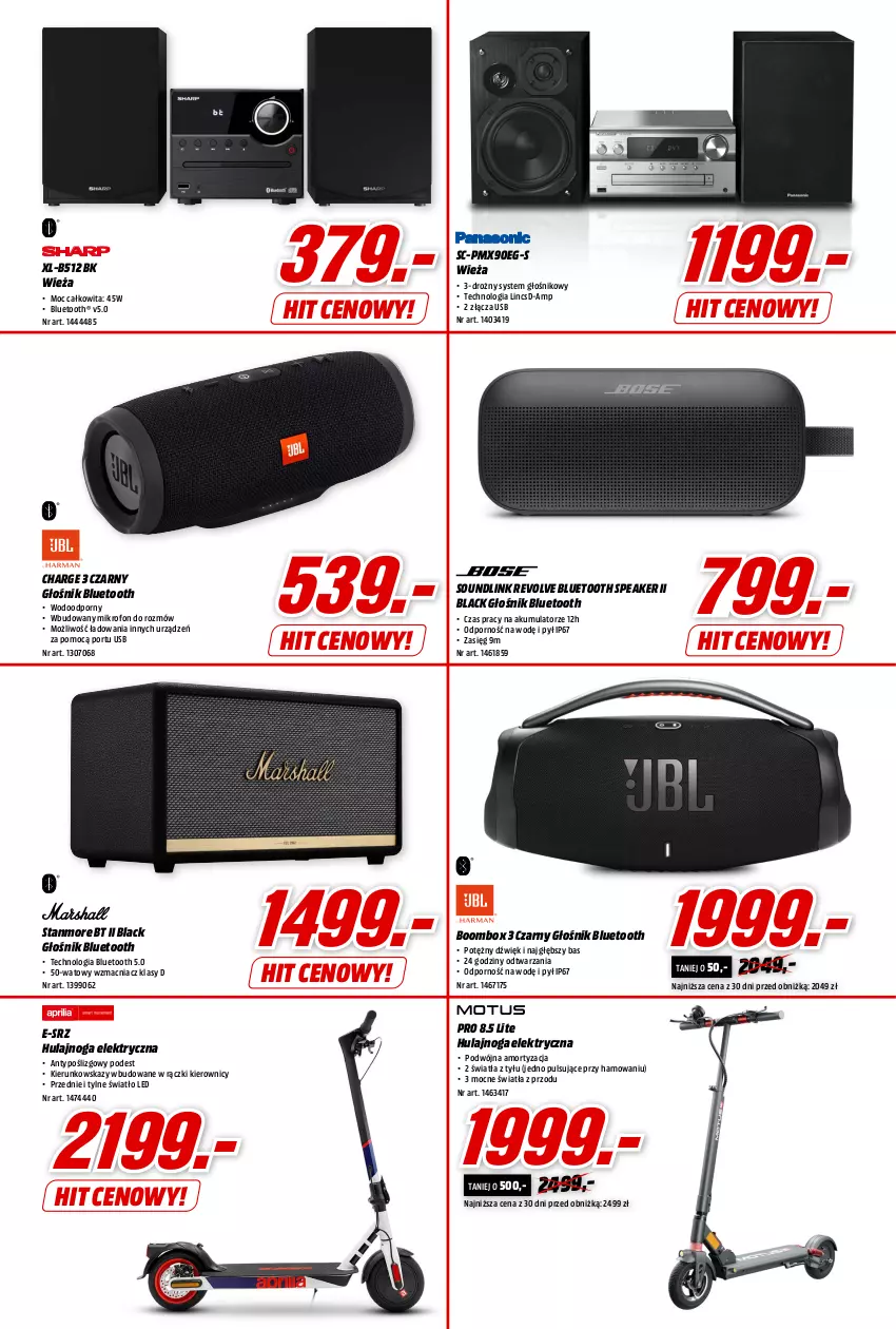 Gazetka promocyjna Media Markt - Gazetka Media Markt - ważna 10.08 do 15.08.2023 - strona 6 - produkty: Akumulator, Głośnik, Głośnik bluetooth, Hulajnoga, Hulajnoga elektryczna, Lack, Mikrofon, Por