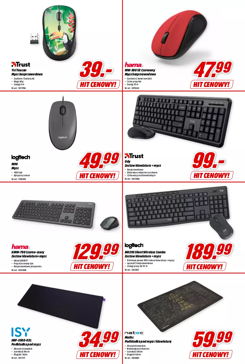 Gazetka promocyjna Media Markt - Gazetka Media Markt - ważna 10.08 do 15.08.2023 - strona 9 - produkty: Bateria, K2, Klawiatura, Mysz, Mysz bezprzewodowa, Podkład, Podkładka, Podkładka pod mysz, Por, Silan, Waga