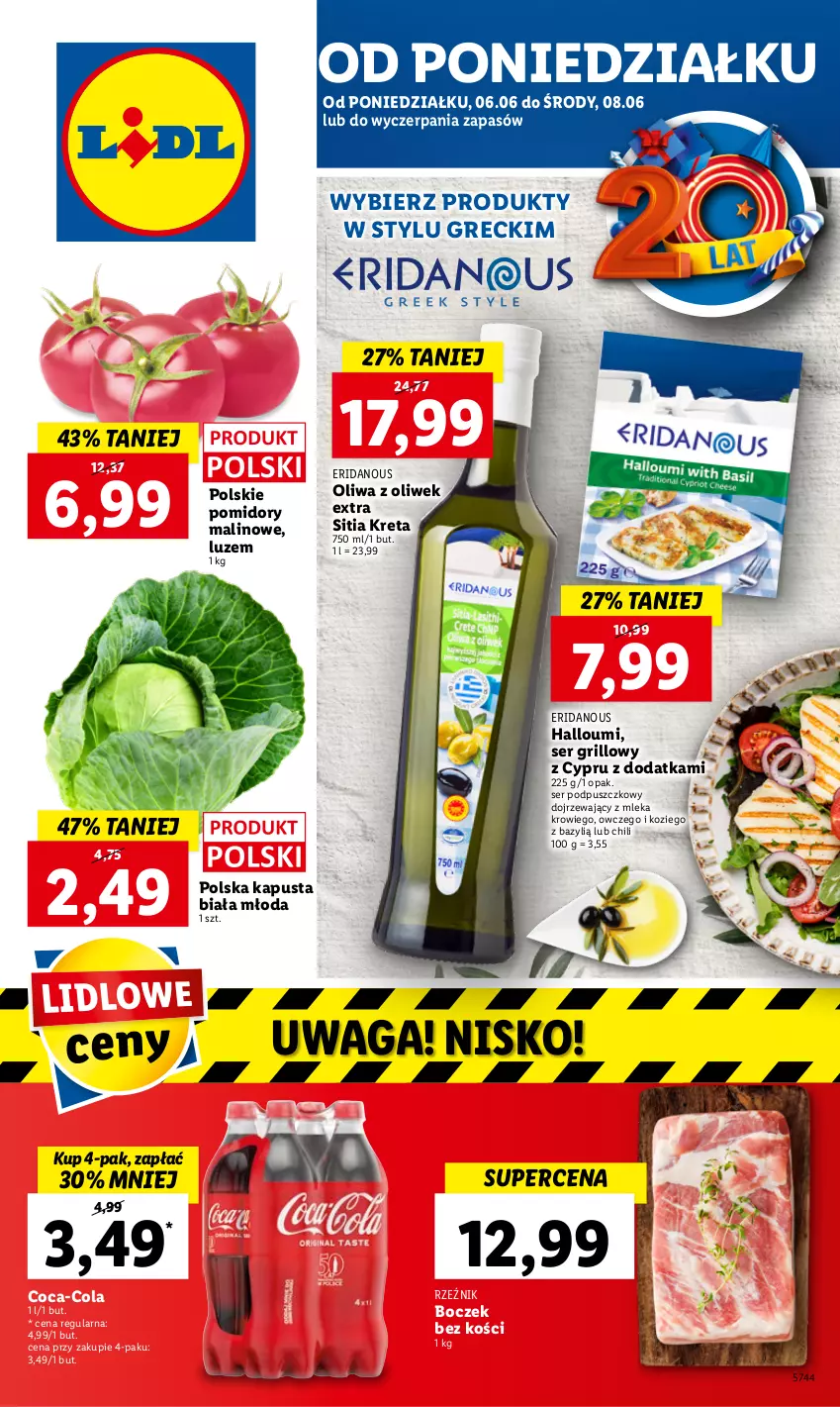 Gazetka promocyjna Lidl - GAZETKA - ważna 06.06 do 08.06.2022 - strona 1 - produkty: Bazyl, Boczek, Boczek bez kości, Coca-Cola, Grill, Kret, Oliwa z oliwek, Pomidory, Ser, Waga