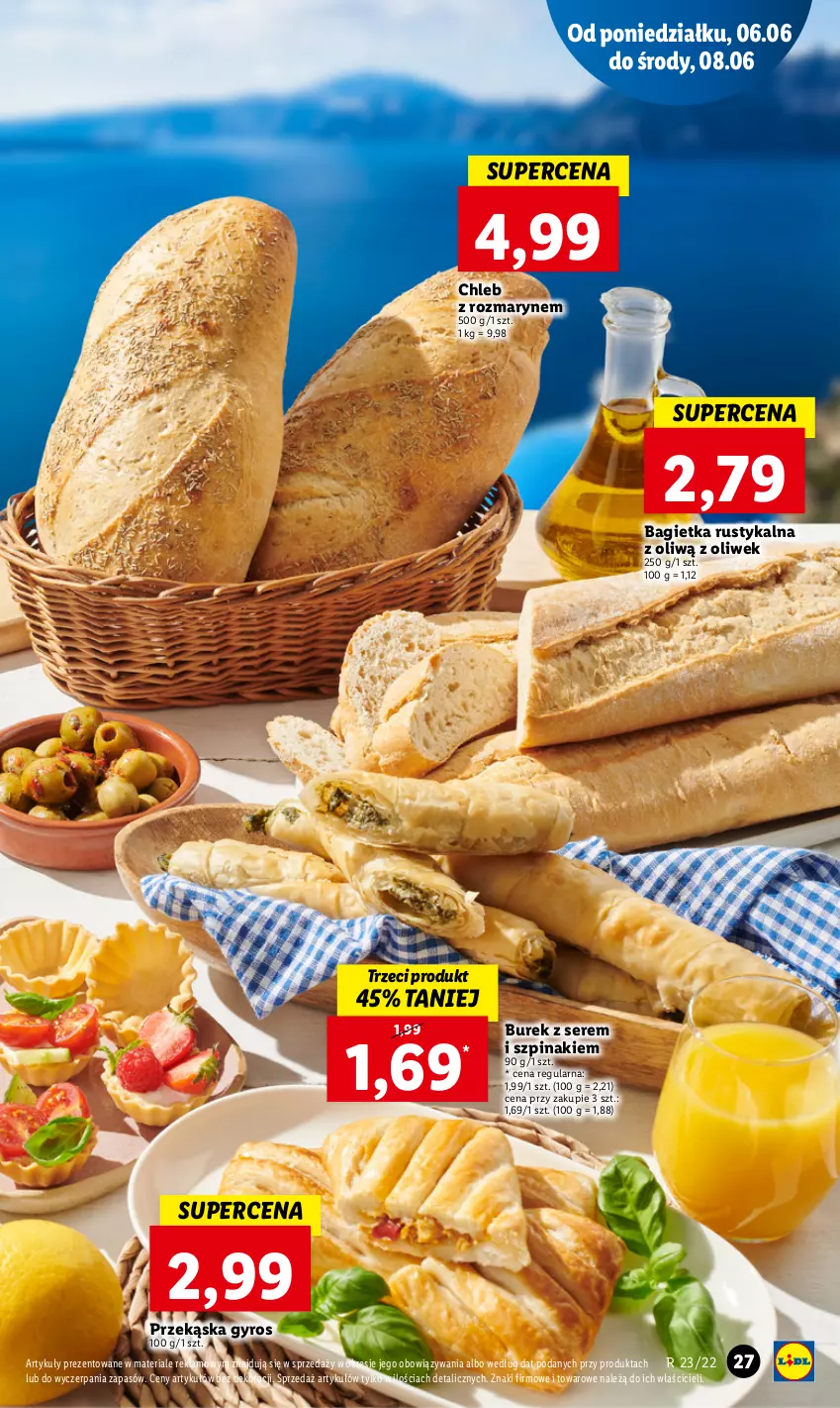 Gazetka promocyjna Lidl - GAZETKA - ważna 06.06 do 08.06.2022 - strona 27 - produkty: Bagietka, Chleb, Gyros, Rust, Ser, Szpinak