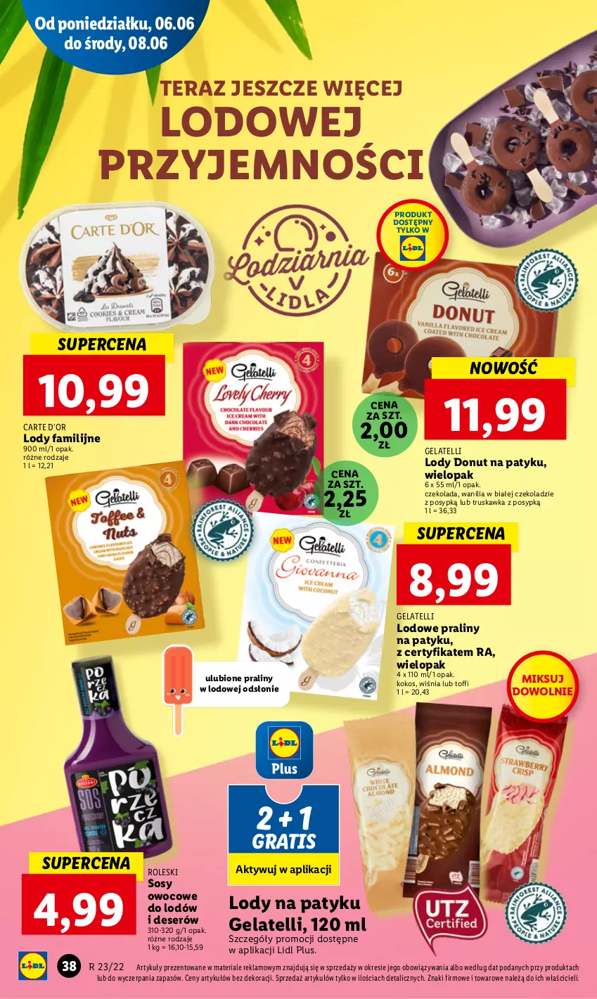 Gazetka promocyjna Lidl - GAZETKA - ważna 06.06 do 08.06.2022 - strona 38 - produkty: Czekolada, Deser, Donut, Fa, Gra, Kokos, Lody, Praliny, Ser, Sos, Tera