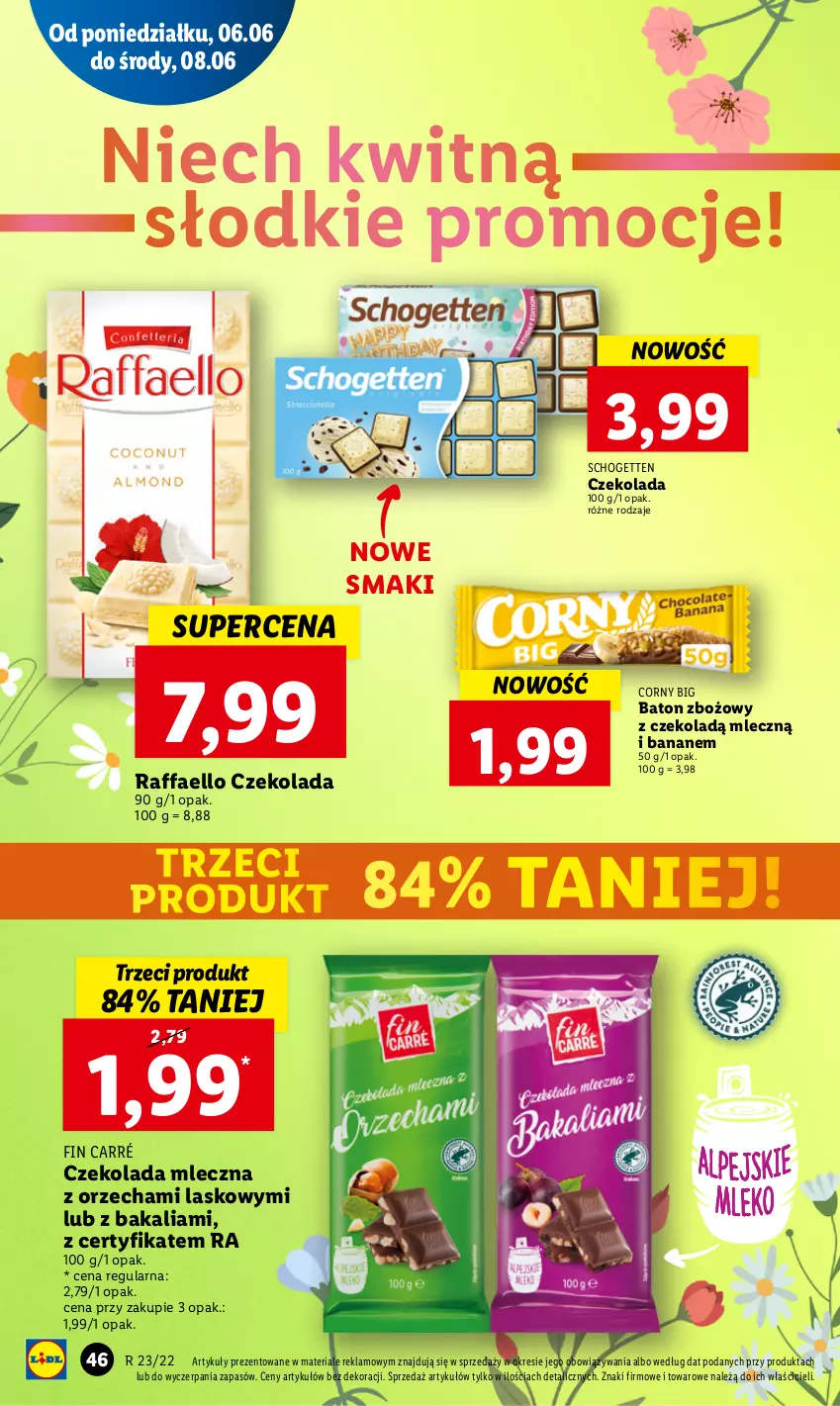 Gazetka promocyjna Lidl - GAZETKA - ważna 06.06 do 08.06.2022 - strona 46 - produkty: Baton, Czekolada, Czekolada mleczna, Fa, Raffaello, Schogetten