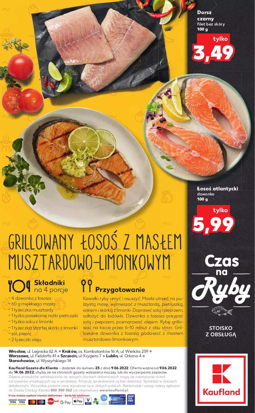 Gazetka promocyjna Kaufland - RYBY - ważna 09.06 do 14.06.2022 - strona 2 - produkty: Dorsz, Fa, Grill, Kawa, Masło, Mus, Olej, Orka, Pieprz, Por, Sok, Sól, Sos, Wagi