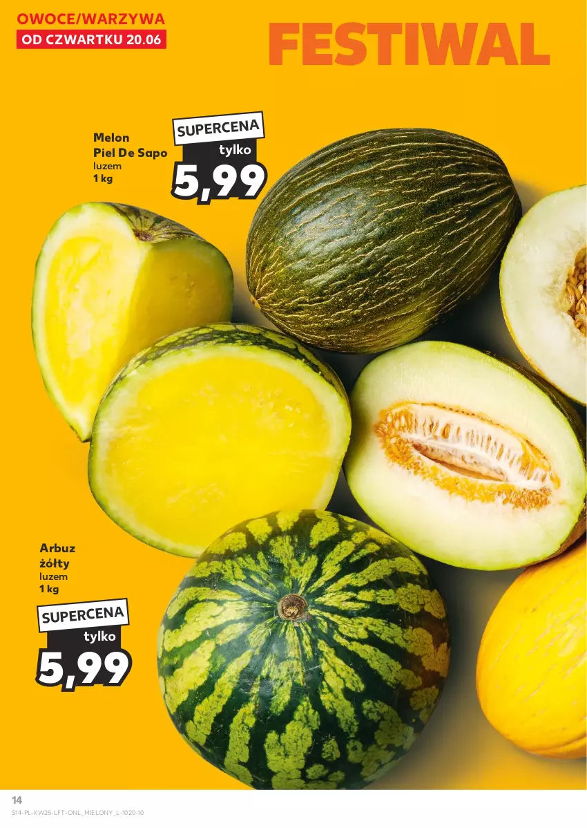 Gazetka promocyjna Kaufland - Gazetka tygodnia - ważna 20.06 do 26.06.2024 - strona 14 - produkty: Arbuz, Melon, Owoce, Warzywa