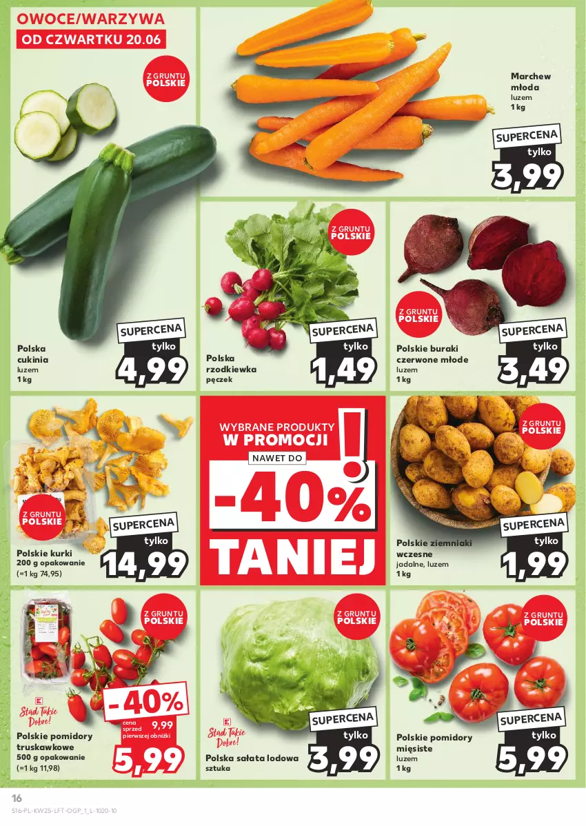 Gazetka promocyjna Kaufland - Gazetka tygodnia - ważna 20.06 do 26.06.2024 - strona 16 - produkty: Buraki, Grunt, Owoce, Pomidory, Rzodkiewka, Sałat, Sałata lodowa, Warzywa, Ziemniaki