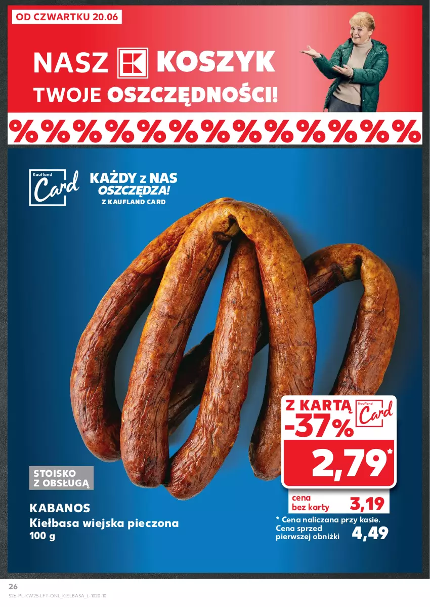 Gazetka promocyjna Kaufland - Gazetka tygodnia - ważna 20.06 do 26.06.2024 - strona 26 - produkty: Kabanos, Kiełbasa, Kiełbasa wiejska, Kosz, Piec