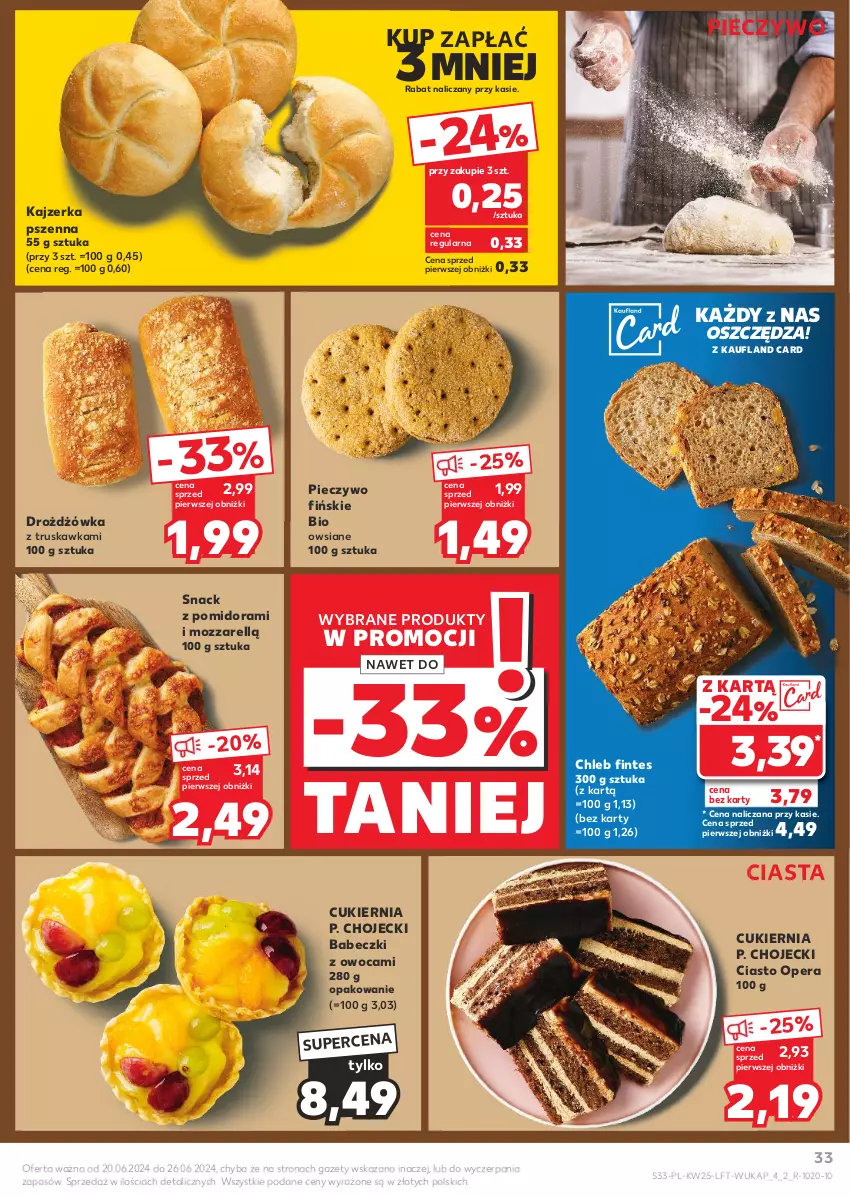 Gazetka promocyjna Kaufland - Gazetka tygodnia - ważna 20.06 do 26.06.2024 - strona 33 - produkty: Babeczki, Chleb, Cukier, Kajzerka, Kajzerka pszenna, Piec, Pieczywo