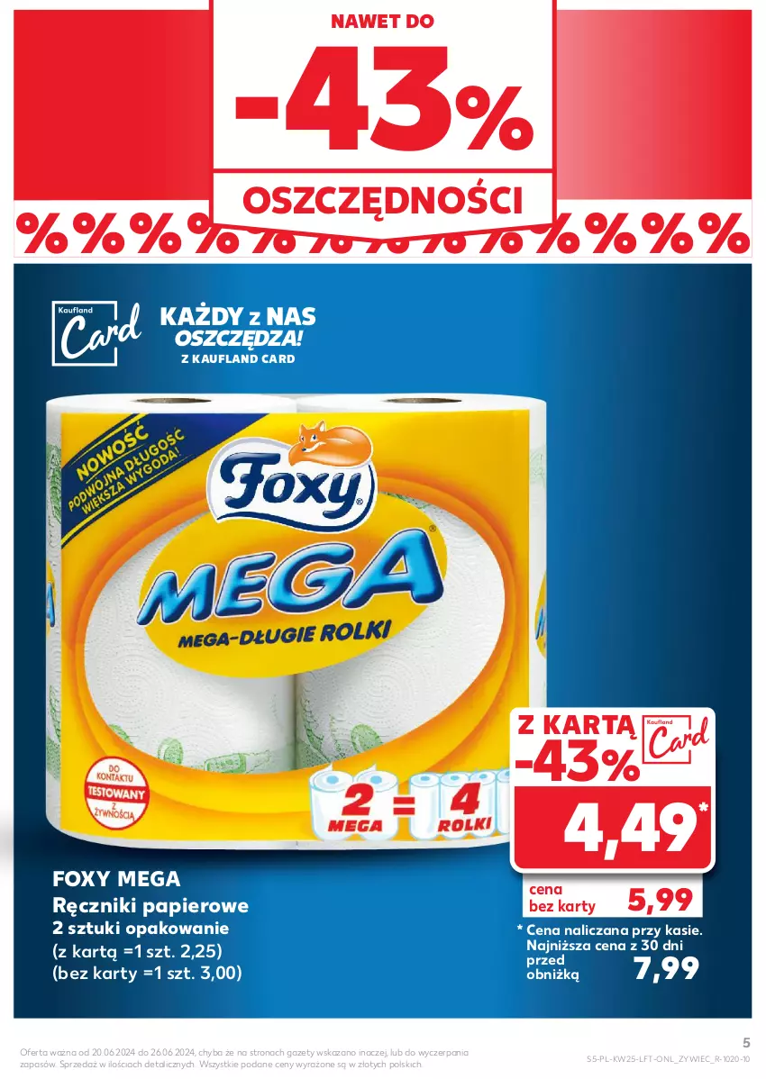 Gazetka promocyjna Kaufland - Gazetka tygodnia - ważna 20.06 do 26.06.2024 - strona 5 - produkty: Foxy, Papier, Ręcznik, Ręczniki papierowe