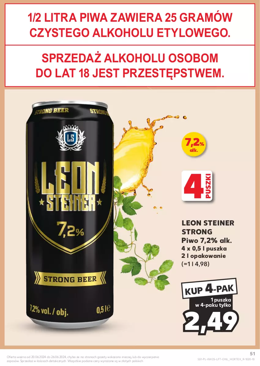 Gazetka promocyjna Kaufland - Gazetka tygodnia - ważna 20.06 do 26.06.2024 - strona 51 - produkty: Gra, Hortex, Leon, Piwa, Piwo