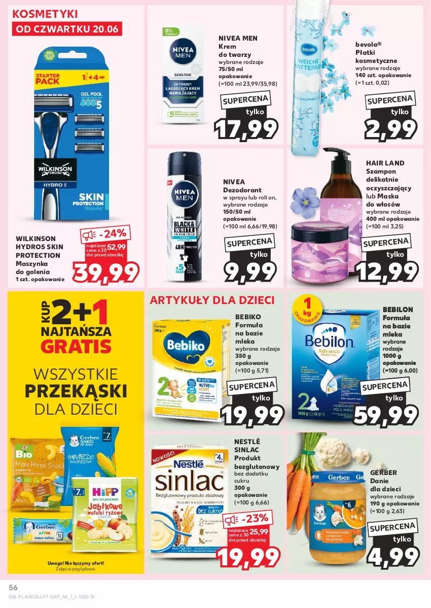 Gazetka promocyjna Kaufland - Gazetka tygodnia - ważna 20.06 do 26.06.2024 - strona 56 - produkty: Bebiko, BEBILON, Danie dla dzieci, Dezodorant, Dzieci, Gerber, Gra, Krem do twarzy, Maska, Maska do włosów, Maszynka, Maszynka do golenia, Nestlé, Nivea, Nivea Men, Płatki kosmetyczne, Sinlac, Szampon, Szynka, Waga