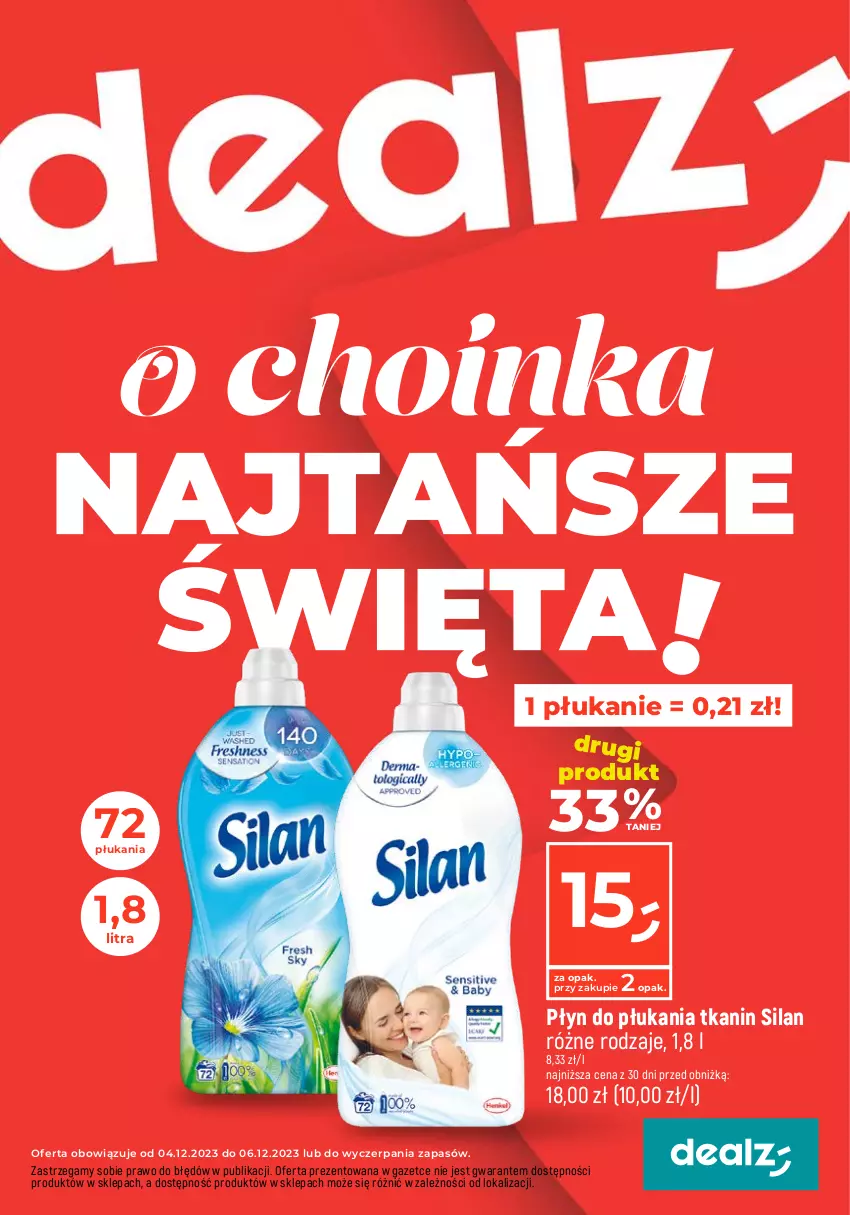 Gazetka promocyjna Dealz - NAJTAŃSZE ŚWIĘTA! - ważna 04.12 do 06.12.2023 - strona 1 - produkty: Płyn do płukania, Silan