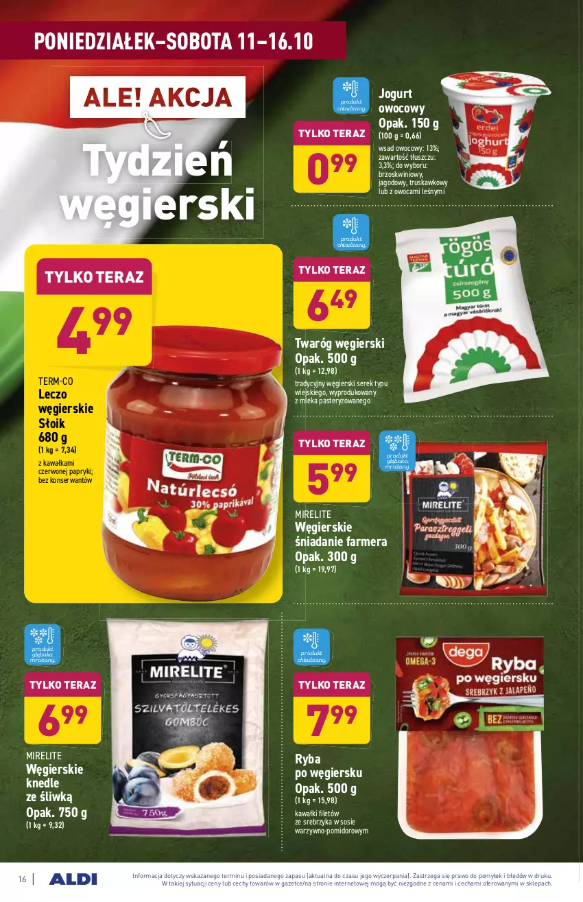 Gazetka promocyjna Aldi - Katalog spożywczy - ważna 11.10 do 16.10.2021 - strona 16 - produkty: Fa, Jogurt, Jogurt owocowy, Kawa, Knedle, Ryba, Ser, Serek, Sos, Tera, Twaróg