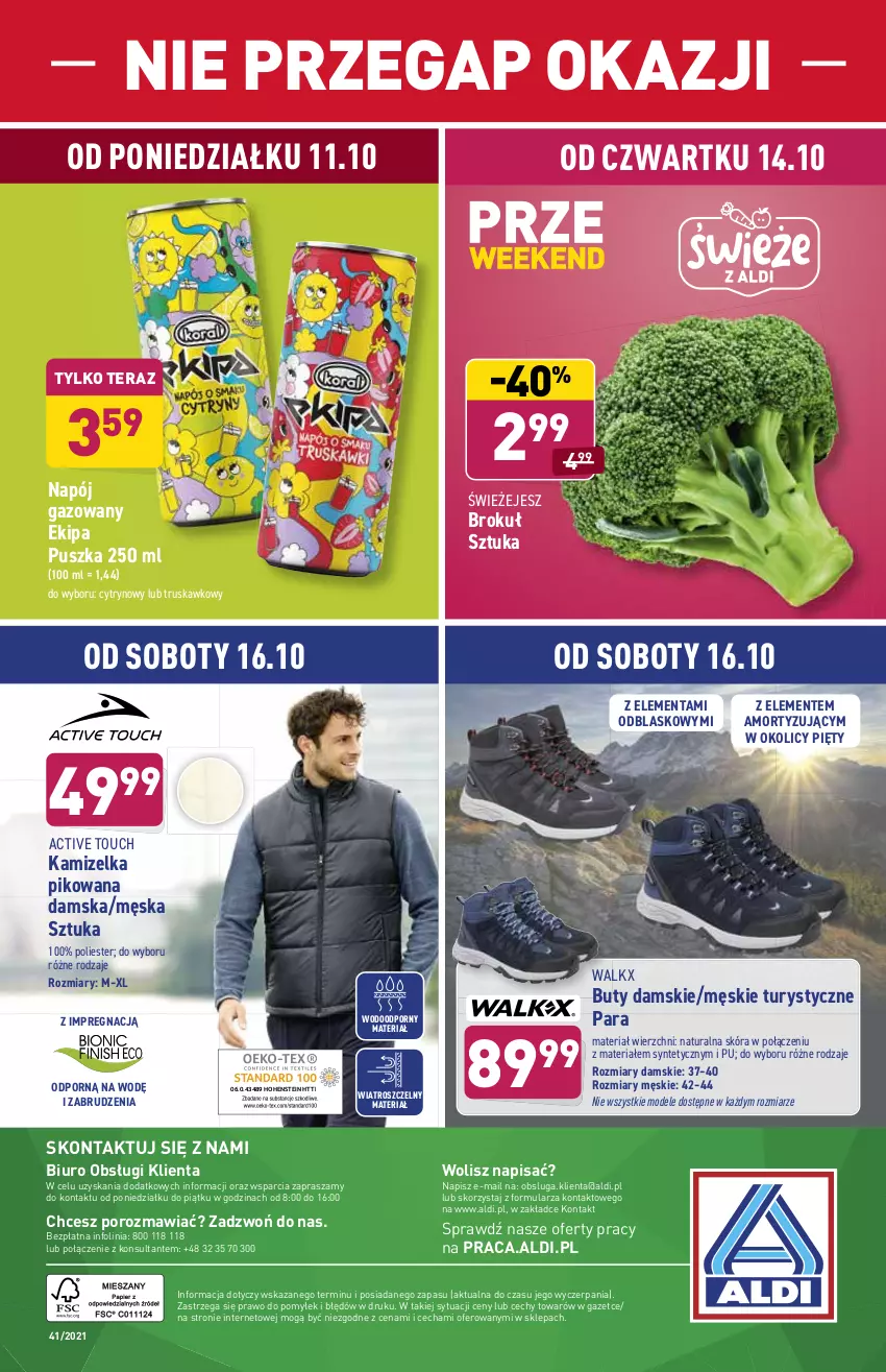 Gazetka promocyjna Aldi - Katalog spożywczy - ważna 11.10 do 16.10.2021 - strona 25 - produkty: Biuro, Buty, Kamizelka, Napój, Napój gazowany, O nas, Por, Tera