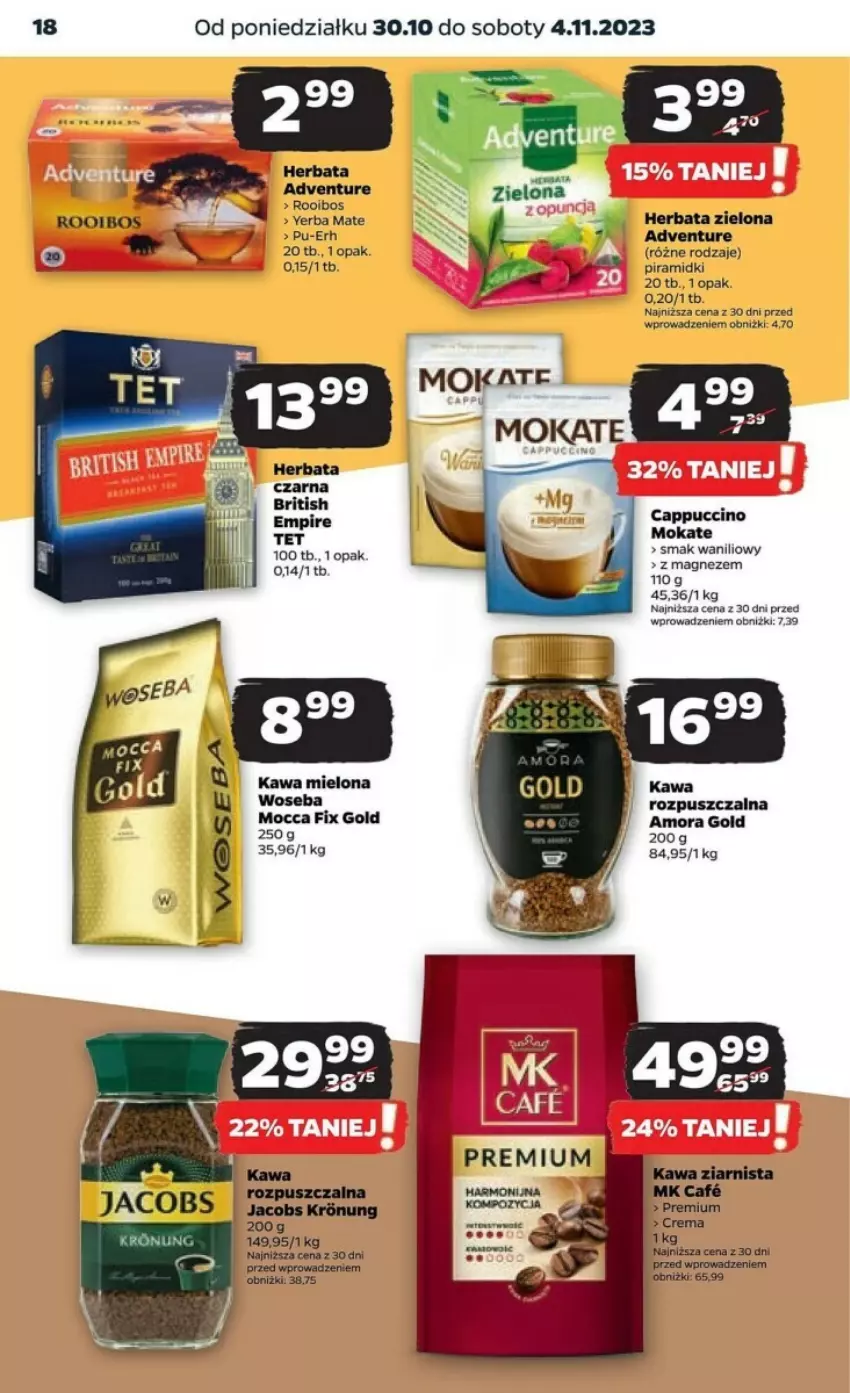 Gazetka promocyjna Netto - ważna 30.10 do 04.11.2023 - strona 10 - produkty: Brit, Cappuccino, Fa, Herbata, Jacobs, Kawa, Kawa ziarnista, Mocca Fix Gold, Woseba