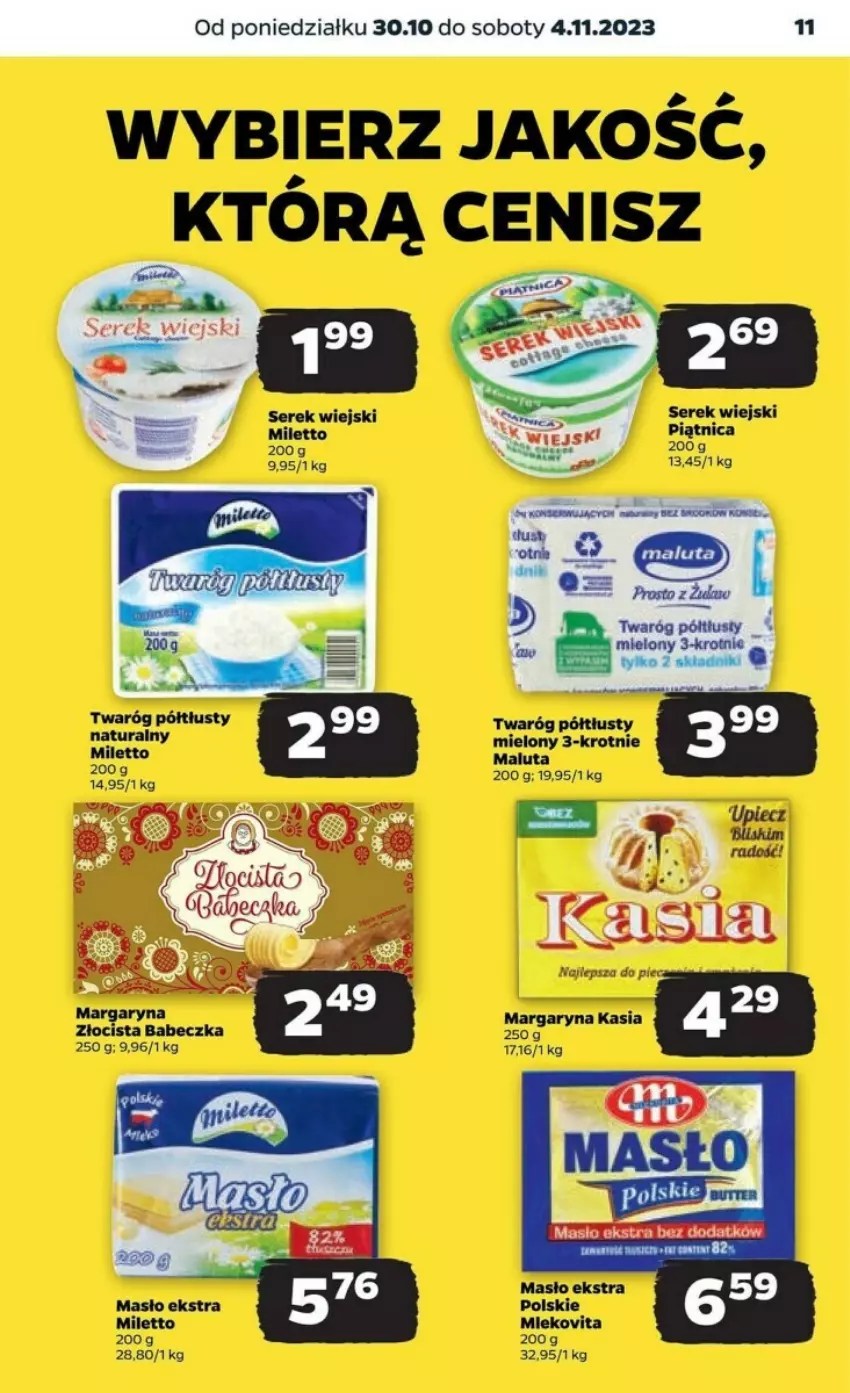 Gazetka promocyjna Netto - ważna 30.10 do 04.11.2023 - strona 3 - produkty: Kasia, Margaryna, Masło, Piątnica, Ser, Serek, Serek wiejski, Twaróg, Twaróg półtłusty