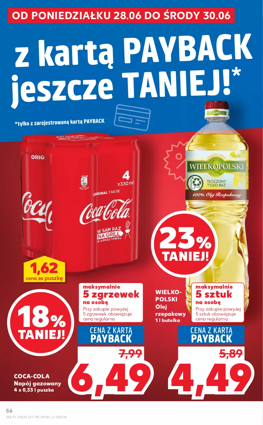 Gazetka promocyjna Kaufland - OFERTA TYGODNIA - ważna 24.06 do 30.06.2021 - strona 56 - produkty: Coca-Cola, Napój, Napój gazowany, Olej, Olej rzepakowy