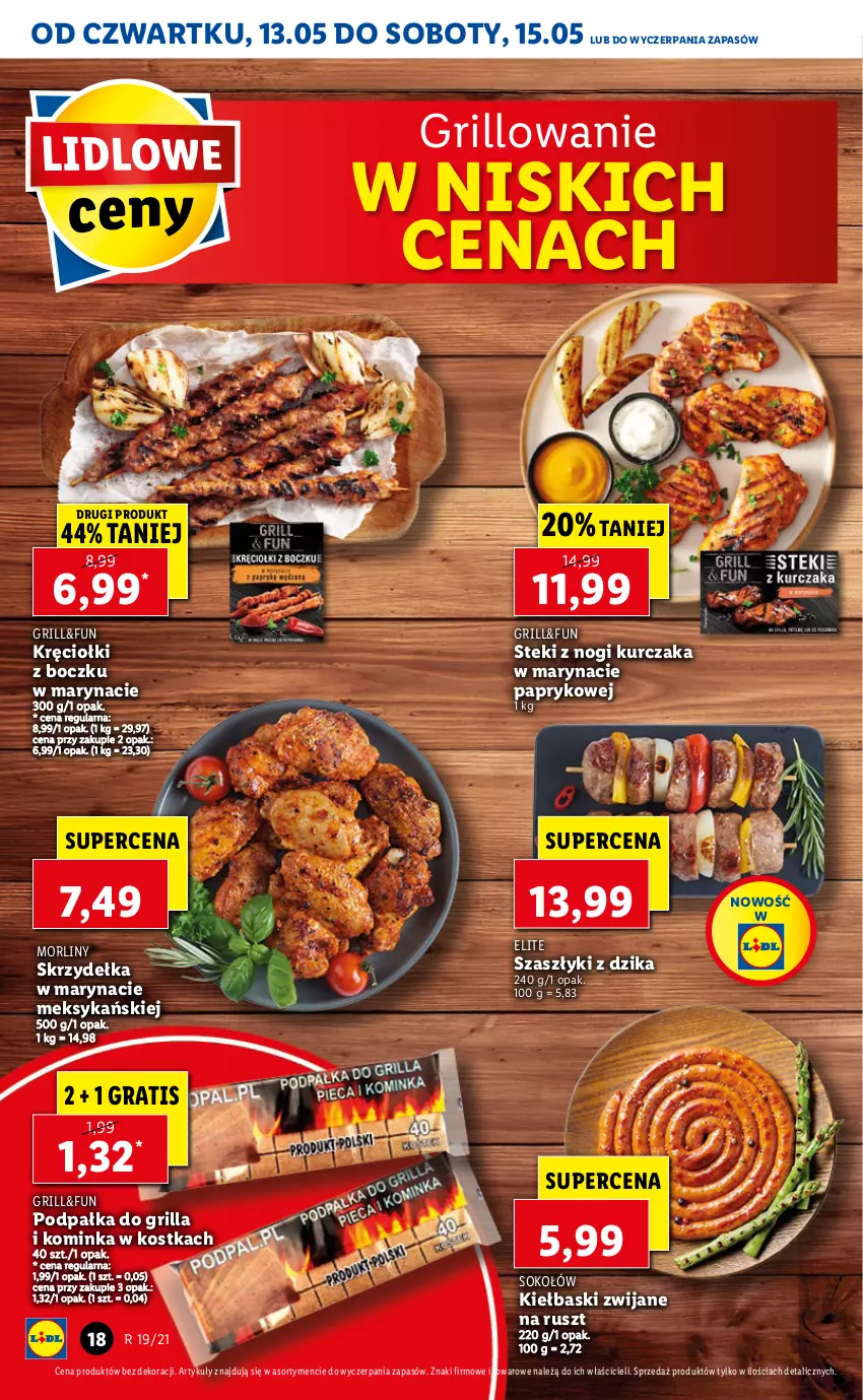 Gazetka promocyjna Lidl - GAZETKA - ważna 13.05 do 15.05.2021 - strona 18 - produkty: Gra, Grill, Inka, Kurczak, Morliny, Sok, Sokołów, Stek