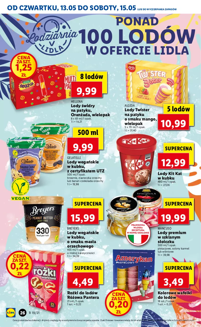 Gazetka promocyjna Lidl - GAZETKA - ważna 13.05 do 15.05.2021 - strona 26 - produkty: Algida, Brownie, Czekolada, Hellena, Kit Kat, LG, Lody, Mango, Oranżada, Tera