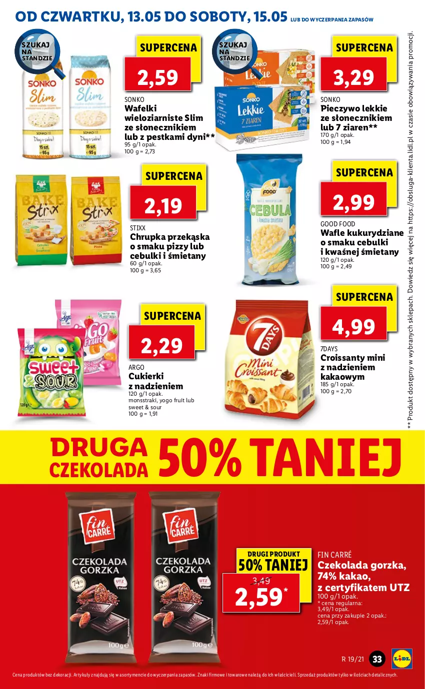 Gazetka promocyjna Lidl - GAZETKA - ważna 13.05 do 15.05.2021 - strona 33 - produkty: Croissant, Cukier, Cukierki, Czekolada, Czekolada gorzka, Kakao, Piec, Pieczywo, Sonko