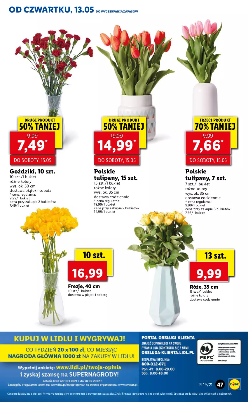 Gazetka promocyjna Lidl - GAZETKA - ważna 13.05 do 15.05.2021 - strona 47 - produkty: Bukiet, Tulipan